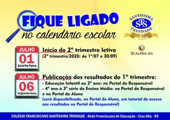 Início do 2º trimestre e publicação dos resultados do 1º trimestre