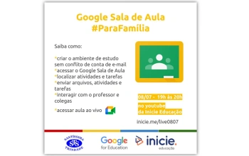 Convite às Famílias: live sobre o Google Sala de Aula