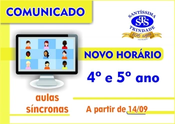 NOVO horário: 4º e 5º ano (a partir de 14/09)