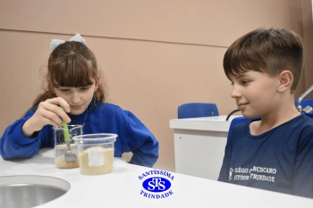 Alunos fazem atividade prática para estudar as misturas | 4º ano