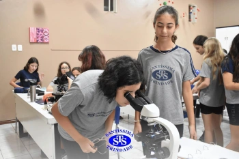 Alunos estudam as células no Laboratório de Ciências | 7º ano