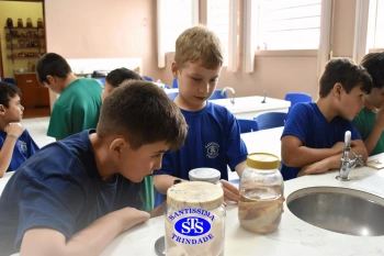 Alunos observam animais e suas características no Laboratório de Ciências
