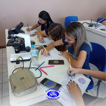 3ª série realiza prática de microscopia sobre tecidos animais