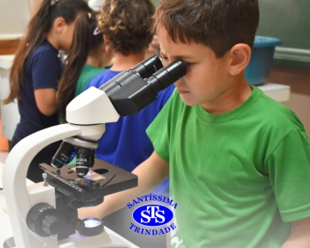 Crianças têm aula prática no Laboratório de Ciências