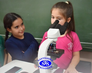 Crianças têm aula prática no Laboratório de Ciências
