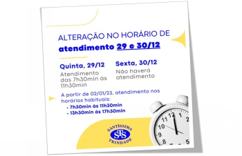 Alteração horários atendimento
