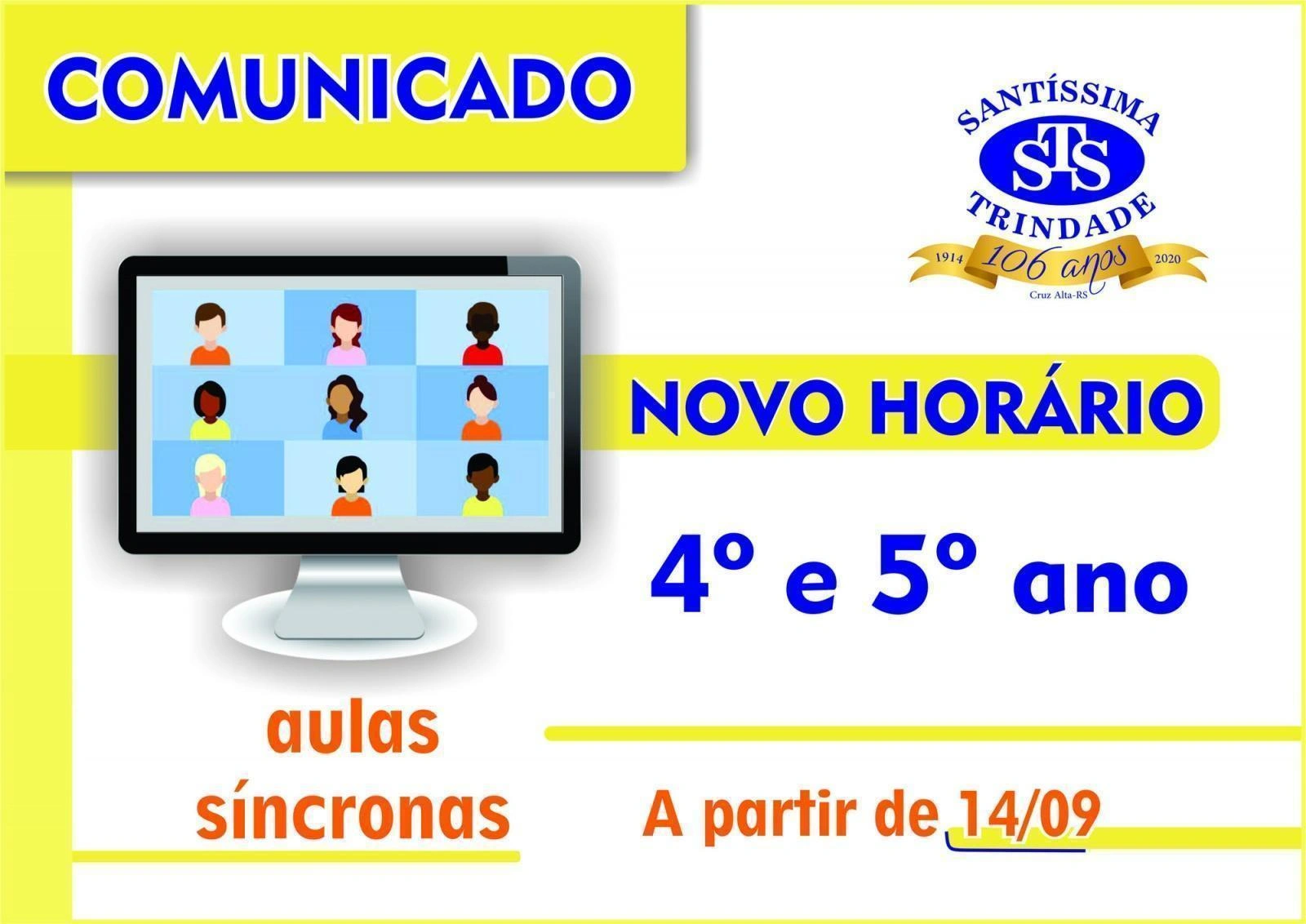 NOVO horário: 4º e 5º ano