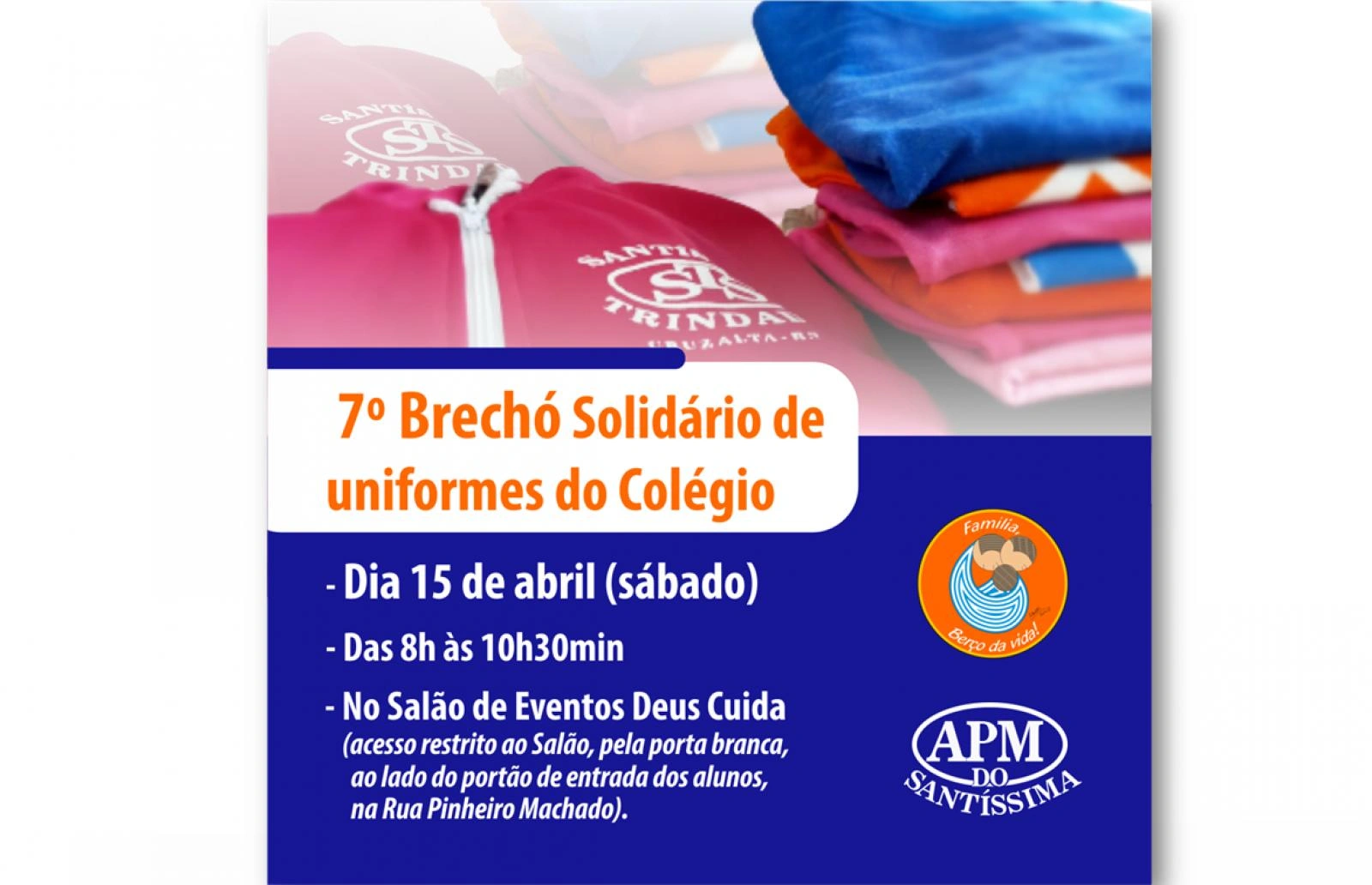 7ª edição do Brechó acontecerá no Salão de Eventos, neste sábado, 15/04