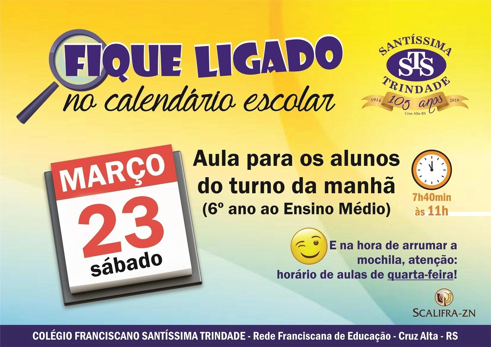 Sábado com aula - turno da manhã