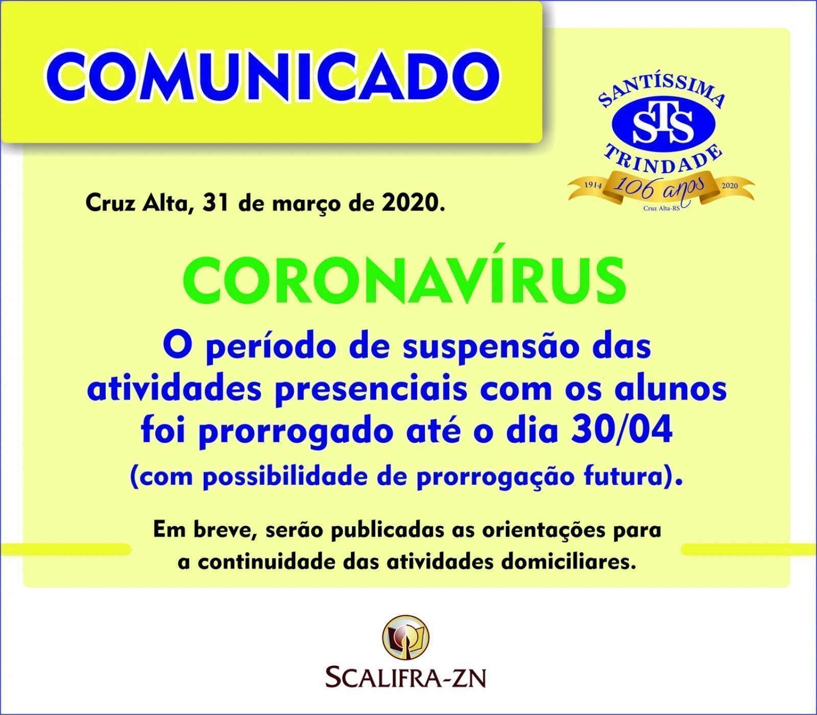 Prorrogado período de suspensão de atividades presenciais