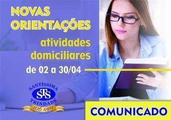 Novas orientações sobre as atividades domiciliares - 2 a 30/04