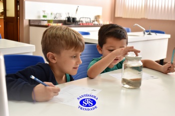 Alunos do 1º ano realizam atividades no Laboratório de Ciências