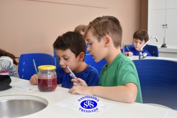 Alunos do 1º ano realizam atividades no Laboratório de Ciências