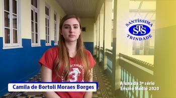 Depoimento da aluna Camila de Bortoli Moraes Borges
