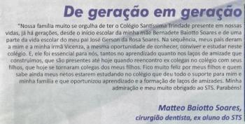 Colégio recebeu homenagem no Jornal Diário