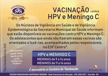 Vacinação contra HPV e Meningo C