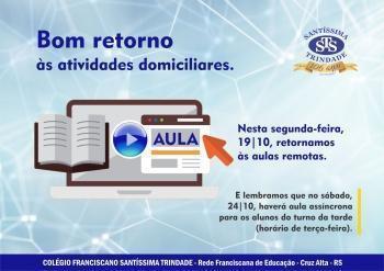 Bom retorno às aulas remotas