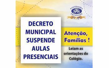 Decreto municipal determina suspensão de aulas presenciais