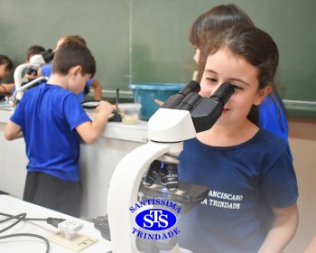Alunos exploram as plantas no Laboratório de Ciências