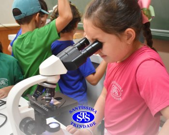 Alunos exploram as plantas no Laboratório de Ciências