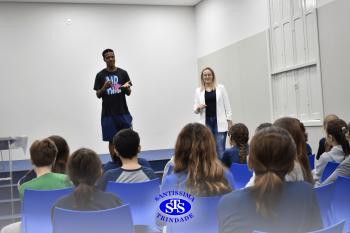 Espírito de equipe nos jogos é tema de bate-papo com os alunos do 6º e do 8º ano