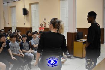 Espírito de equipe nos jogos é tema de bate-papo com os alunos do 6º e do 8º ano