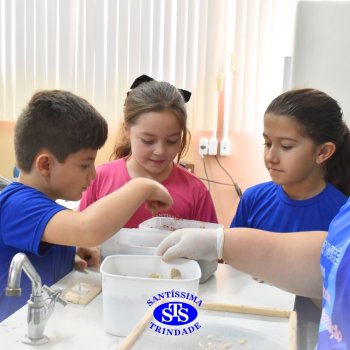 Estudantes do 3º ano fazem prática sobre solos no Laboratório de Ciências