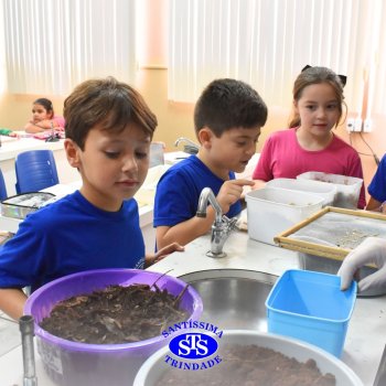 Estudantes do 3º ano fazem prática sobre solos no Laboratório de Ciências