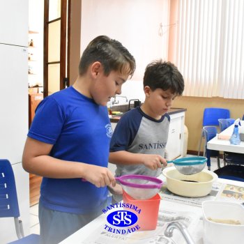 Estudantes do 3º ano fazem prática sobre solos no Laboratório de Ciências