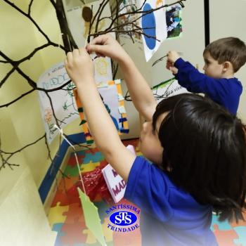 Alunos constroem Árvore das Vivências com memórias | Infantil 3